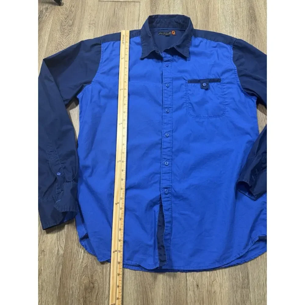 Mens Vintage Size M Early 2000s Multi Color Blue “G By Guess” Button Down Shirt - Picture 5 of 7
